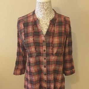 Street Flowers Plaid Top